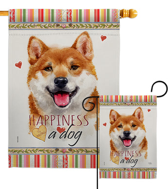 Shiba Inu Happiness - Pets Nature Vertical Impressions Decorative Flags HG110217 Made In USA