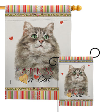 Silver Siberian Happiness - Pets Nature Vertical Impressions Decorative Flags HG110220 Made In USA