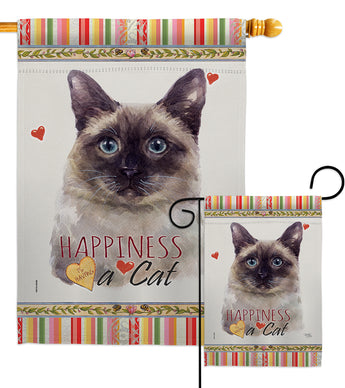 Siamese Happiness - Pets Nature Vertical Impressions Decorative Flags HG110221 Made In USA