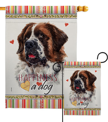 St. Bernard Dog Happiness - Pets Nature Vertical Impressions Decorative Flags HG110226 Made In USA