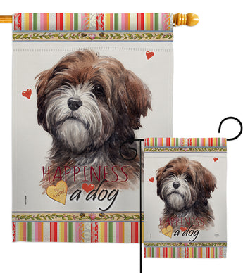 Brown Tibetan Terrier Happiness - Pets Nature Vertical Impressions Decorative Flags HG110229 Made In USA