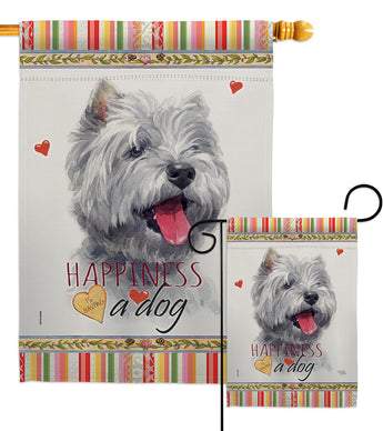 Westie Happiness - Pets Nature Vertical Impressions Decorative Flags HG110232 Made In USA