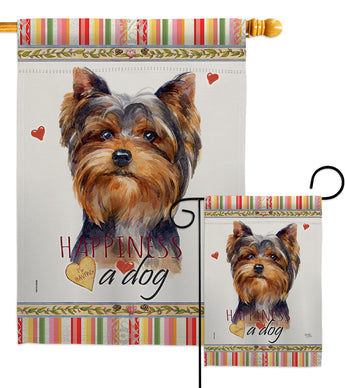 Torkshire Terrier Happiness - Pets Nature Vertical Impressions Decorative Flags HG110234 Made In USA