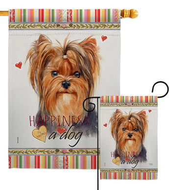 Yorkie Happiness - Pets Nature Vertical Impressions Decorative Flags HG110235 Made In USA