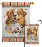 Yellow Australian Shepherd Happiness - Pets Nature Vertical Impressions Decorative Flags HG110240 Made In USA