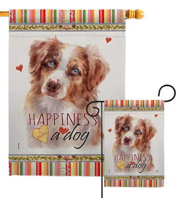 Red Australian Shepherd Happiness - Pets Nature Vertical Impressions Decorative Flags HG110241 Made In USA