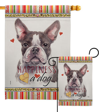 Gray Boston Terrier Happiness - Pets Nature Vertical Impressions Decorative Flags HG110242 Made In USA
