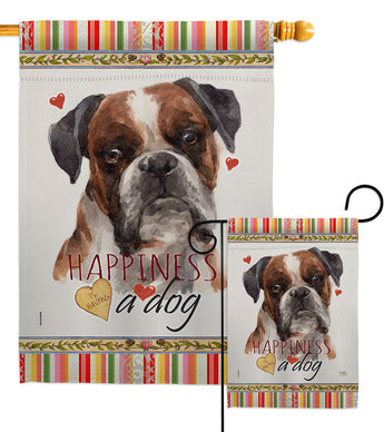 Brindle Boxer Happiness - Pets Nature Vertical Impressions Decorative Flags HG110243 Made In USA