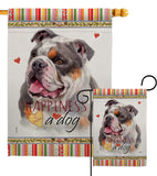 Merle Bulldog Happiness - Pets Nature Vertical Impressions Decorative Flags HG110245 Made In USA