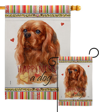 Ruby Cavalier King Spaniel Happiness - Pets Nature Vertical Impressions Decorative Flags HG110246 Made In USA