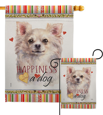 White Chihuahua Happiness - Pets Nature Vertical Impressions Decorative Flags HG110247 Made In USA