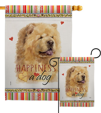 Cream Chow Chow Happiness - Pets Nature Vertical Impressions Decorative Flags HG110250 Made In USA