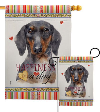 Black & Tan Dachshund Happiness - Pets Nature Vertical Impressions Decorative Flags HG110252 Made In USA