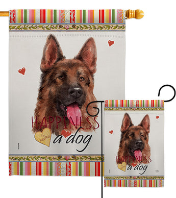 Red German Shepherd Happiness - Pets Nature Vertical Impressions Decorative Flags HG110253 Made In USA