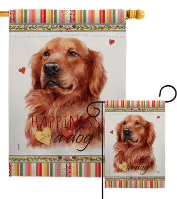 Red Golden Retriever Happiness - Pets Nature Vertical Impressions Decorative Flags HG110254 Made In USA