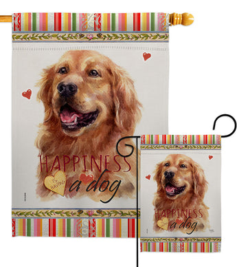 Dark Golden Retriever Happiness - Pets Nature Vertical Impressions Decorative Flags HG110255 Made In USA