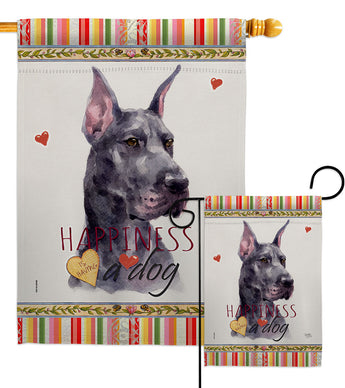 Cropping Black Great Dane Happiness - Pets Nature Vertical Impressions Decorative Flags HG110257 Made In USA