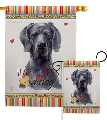 Black Great Dane Happiness - Pets Nature Vertical Impressions Decorative Flags HG110258 Made In USA