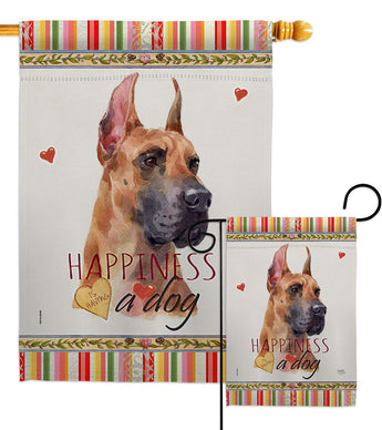 Fawn Great Dane Happiness - Pets Nature Vertical Impressions Decorative Flags HG110259 Made In USA