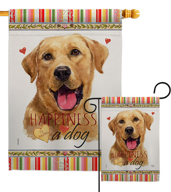 Yellow Labrador Retriever Happiness - Pets Nature Vertical Impressions Decorative Flags HG110260 Made In USA