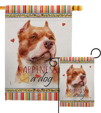 Fawn Pitbull Happiness - Pets Nature Vertical Impressions Decorative Flags HG110265 Made In USA