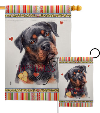 Mahogany Rottweiler Happiness - Pets Nature Vertical Impressions Decorative Flags HG110267 Made In USA