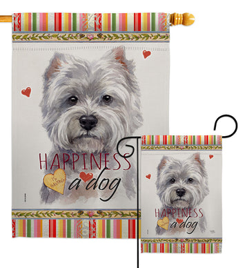 White Westie Happiness - Pets Nature Vertical Impressions Decorative Flags HG110270 Made In USA