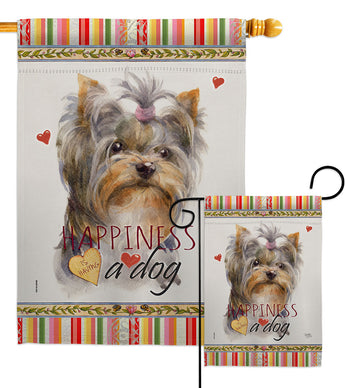 Yorkshire Happiness - Pets Nature Vertical Impressions Decorative Flags HG110271 Made In USA