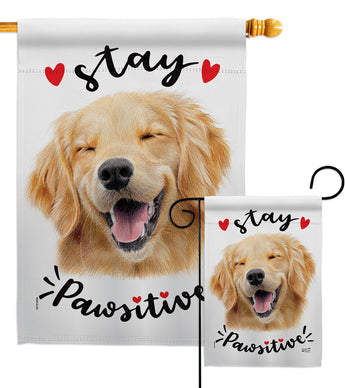 Stay Pawsitive - Pets Nature Vertical Impressions Decorative Flags HG137563 Made In USA