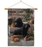 Black Lab Pups - Pets Nature Vertical Impressions Decorative Flags HG110007 Made In USA