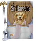 Sit Happens - Pets Nature Vertical Impressions Decorative Flags HG110008 Made In USA