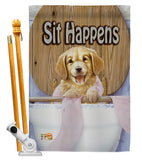 Sit Happens - Pets Nature Vertical Impressions Decorative Flags HG110008 Made In USA