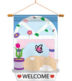Welcome Kitty - Pets Nature Vertical Applique Decorative Flags HG110029