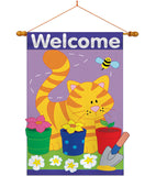 Garden Cat - Pets Nature Vertical Applique Decorative Flags HG110037