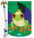 Tropical Frogs - Pets Nature Vertical Applique Decorative Flags HG110042