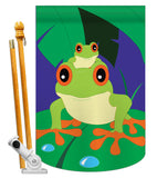 Tropical Frogs - Pets Nature Vertical Applique Decorative Flags HG110042