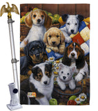 Country Bumpkin Puppies - Pets Nature Vertical Impressions Decorative Flags HG110049 Made In USA