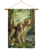 Beagles And Duck - Pets Nature Vertical Impressions Decorative Flags HG110068 Made In USA