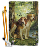 Beagles And Duck - Pets Nature Vertical Impressions Decorative Flags HG110068 Made In USA