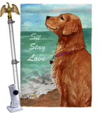 Golden Stay Love - Pets Nature Vertical Impressions Decorative Flags HG110084 Made In USA