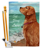 Golden Stay Love - Pets Nature Vertical Impressions Decorative Flags HG110084 Made In USA