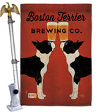 Boston Terrier Brewing - Pets Nature Vertical Impressions Decorative Flags HG110117 Made In USA