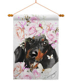 Dachshund Floral - Pets Nature Vertical Impressions Decorative Flags HG110132 Made In USA