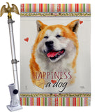 Akita Happiness - Pets Nature Vertical Impressions Decorative Flags HG110141 Made In USA