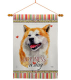 Akita Happiness - Pets Nature Vertical Impressions Decorative Flags HG110141 Made In USA