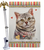 Gray American Short Hair Happiness - Pets Nature Vertical Impressions Decorative Flags HG110145 Made In USA