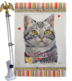 Red American Short Hair Happiness - Pets Nature Vertical Impressions Decorative Flags HG110146 Made In USA