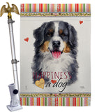 Bernese Mountain Happiness - Pets Nature Vertical Impressions Decorative Flags HG110153 Made In USA