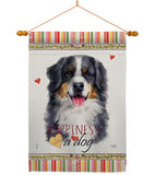 Bernese Mountain Happiness - Pets Nature Vertical Impressions Decorative Flags HG110153 Made In USA