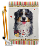 Bernese Mountain Happiness - Pets Nature Vertical Impressions Decorative Flags HG110153 Made In USA